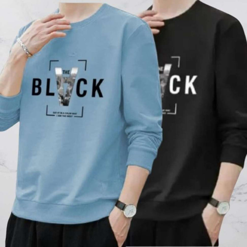 Dark Black & Blue Printed Men's T-Shirt