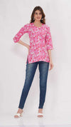 Soft Pink Floral Print Women's Kurta