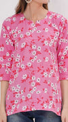 Soft Pink Floral Print Women's Kurta