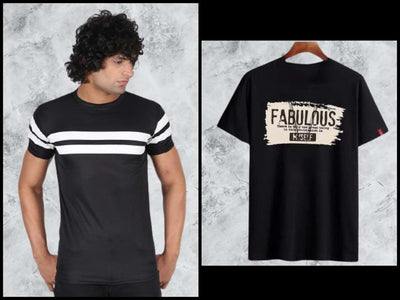 Casual Black Striped Men's T-Shirt