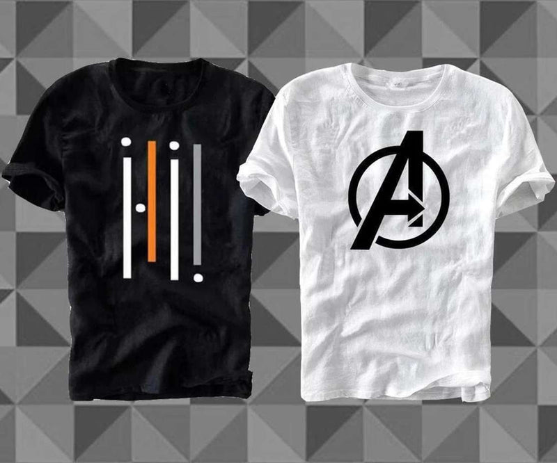 Abstract Graphic Men's Multicolor T-Shirt (Pack of 2)