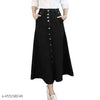 Z Black Side & Back Pocket Buttoned A-Line Maxi Denim Woman Skirt