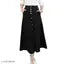 Z Black Side & Back Pocket Buttoned A-Line Maxi Denim Woman Skirt