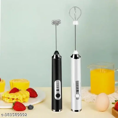 Handheld Milk Frother Rechargeable, 3-Speed Electric Frother for Coffee with 2 Whisks, Coffee Frother Mixer, Stand-up Design, for Cream, Latte, Cappuccino and for Butter Milk