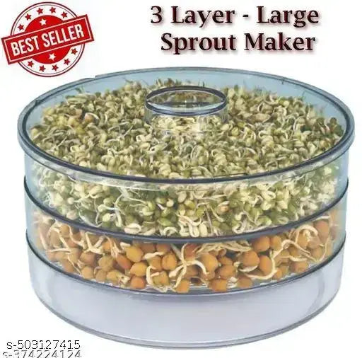 Spokane Plastic Sprout Maker|Sprout Maker Box|Hygienic Sprout Maker With 3 Container|Home Making Fresh Sprouts Beans For Living Healthy Life Sprout Maker 3 Bowl Sprout Maker For Home (3 Compartment)