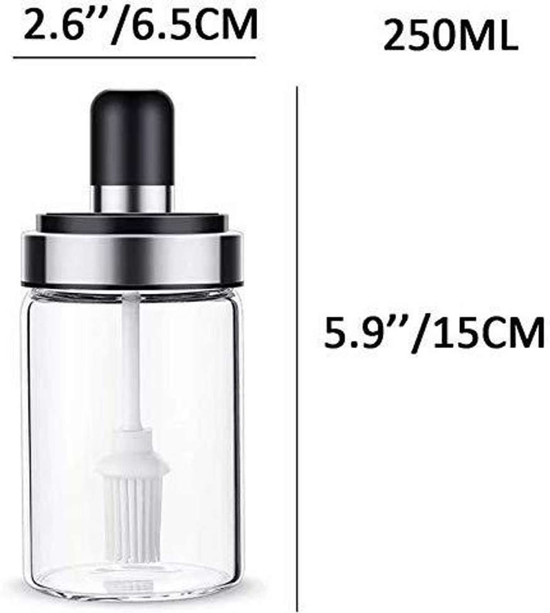 Glass Food and Pickle Storage Spice Jar with Brush 250ml 1pc 1 Piece Spice Set (Glass)
