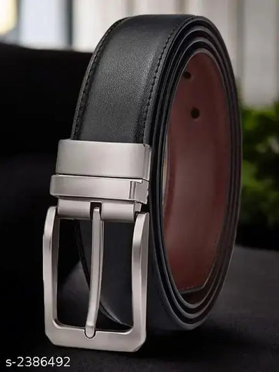 KASTNER Men’s Reversible Artificial Leather Belt – Black & Brown Dual Use with Rotating Buckle