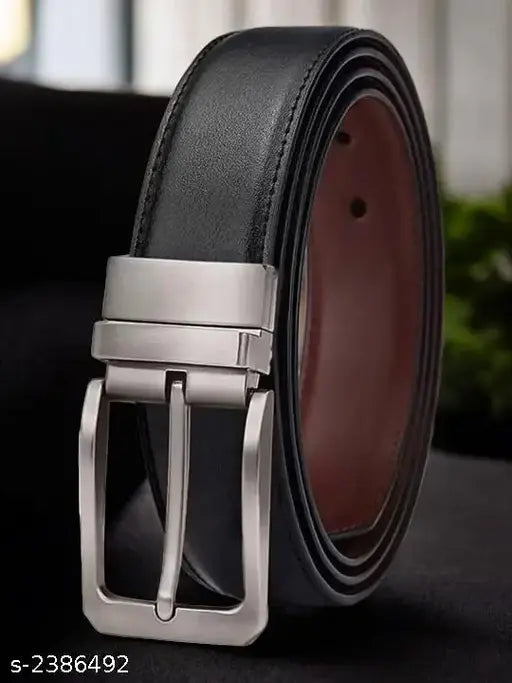 KASTNER Men’s Reversible Artificial Leather Belt – Black & Brown Dual Use with Rotating Buckle