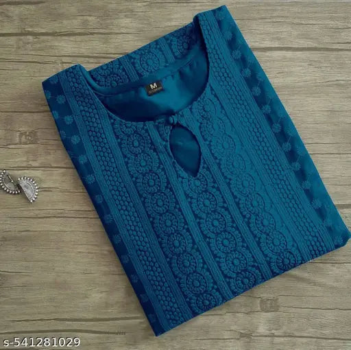 Women's Embroidered Georgette Straight Kurti