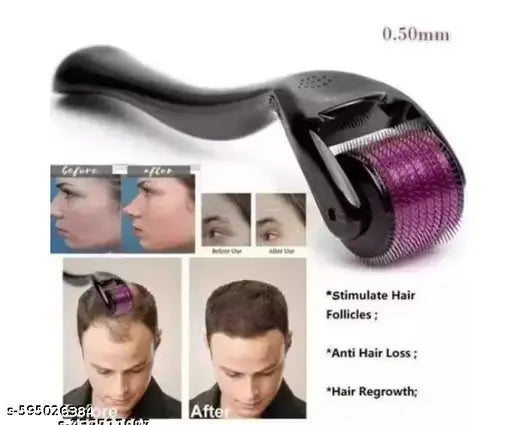 Derma Roller with 540 Titanium Alloy Micro Needles 0.5 mm | Suitable for Beard Also | Reduces Hair Fall | Stimulates Hair Follicles | Easy to use