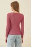 Redamancii Heart Neck Full Sleeve Casual Ribbed Top for Girls and Women