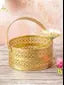 Gibhomo Flower Basket |Pooja Basket with Handle | Pooja Basket with Handle | Dolchi Basket for Puja Brass Traditional Round Shape Pooja Basket/Pooja Dalia 8inches