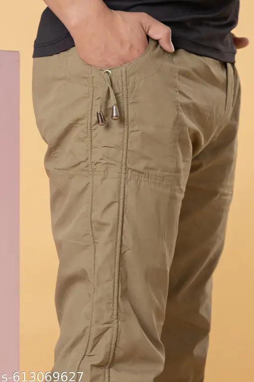 Trendy Men's Khaki Casual Jogger Pants