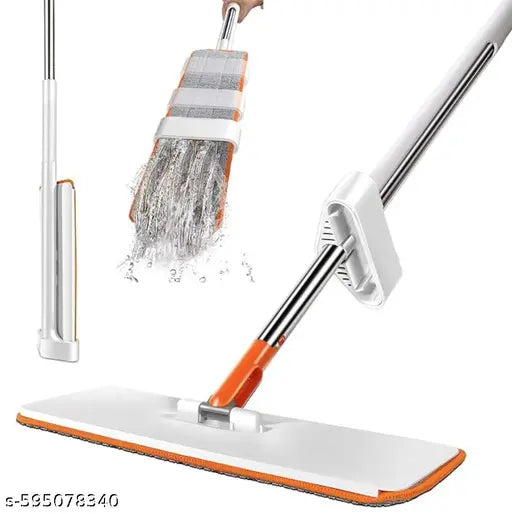 Flat Microfiber Magic Mop for Floor Cleaning – Hands-Free Squeeze Mop with Slider, Stainless-Steel Handle, Bucket-Free Design, and Reusable Microfiber Refill