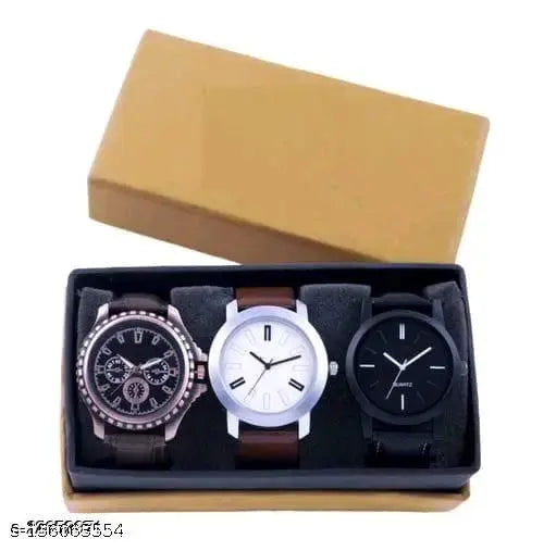 Attractive Men Leather Analog Watches