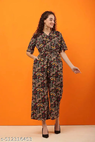FOUR BROTHER'S STYLISH CREPE FABRIC JUMPSUIT FOR WOMEN | JS03