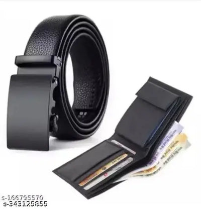 Men’s Black Belt With Black Wallet Combo Set