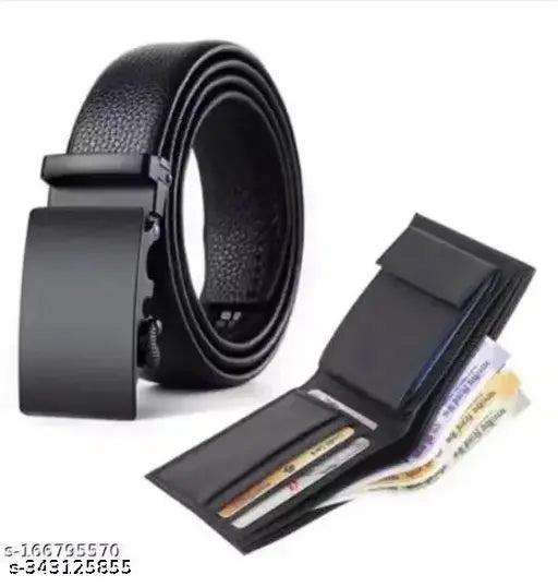 Men’s Black Belt With Black Wallet Combo Set
