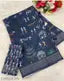 Anvi Prints Designer Cotton Linen Saree Blue