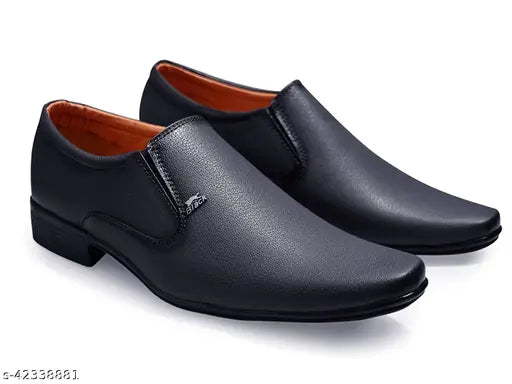 Feetway Without Lace Designer Office Wear Slip On Formal Shoes Stylish Wedding Executive Shoes Black