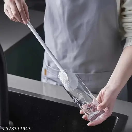 1 Pcs 360° Cleaning Brush - Foldable Head, Non-Electric Scrubber for Bottles, Kitchenware, Glasses - Space-Saving Design, Dishwasher Safe Silicone Brush for Home & Commercial Use, Ergonomic Handle, Sturdy Construction, Busy Households