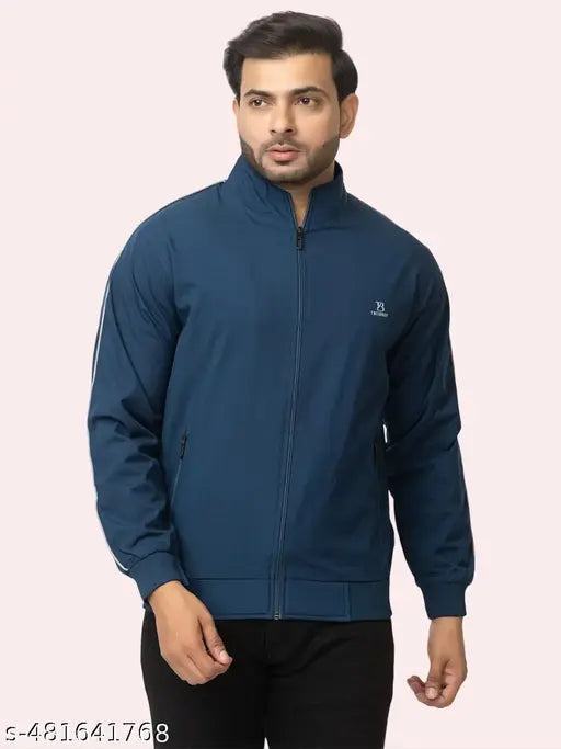TWEUNBOY Casual Winter Wear Zippered Jackets For Men || Men's Solid Wind Cheater Jacket With Zipper || Ribbed Waist And Ribbed Wrist Cuffs For Perfect Fit || Casual And Sports Jacket