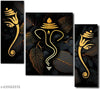 Art Set Of 3 Ganesha Wall MDF Painting For Living Room 12x20