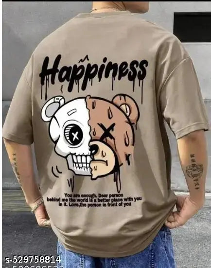 Men'S Printed Typography Round Neck OVERSIZED T-Shirt