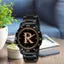 Cloudcool Analog Round black Dial ALPHABET R Design Stylish black Strap Classic Design Fancy Watch for Men and Boys, Pack of 1 ALPHABET R-AVO-BLK-CDBLK-1