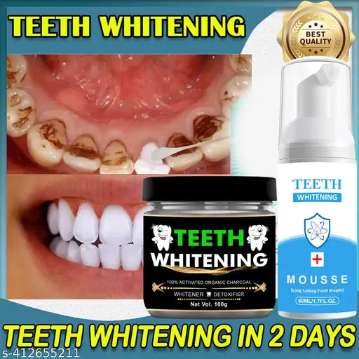 Teeth Whitening Foam Makes You Reveal Perfect & White Teeth, Natural Whitening Foam Mousse with Fluoride Deeply Clean Gums Remove Stains-60ml