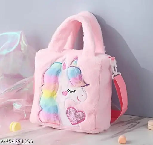 Unicorn Soft Toy Handbag for Children, Cute Shoulder Bag with Removable Strap Shoulder Bag