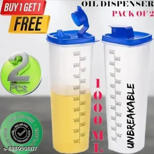 2Seven Plastic Microsafe Oil Dispenser-Pack of 2 (1000 ml, Blue)