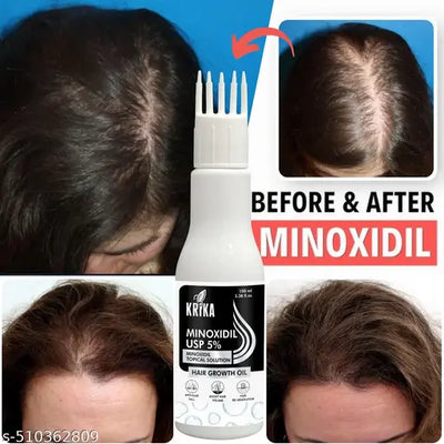 KRIKA Premium Hair Growth Oil with 5% MINOXIDIL For Fast hair growth, Reduces hair-fall, Boosts hair volume, Strengthens hair roots, Hair regrowth & regeneration, For Women & Men (Pack of 1*100 ml)
