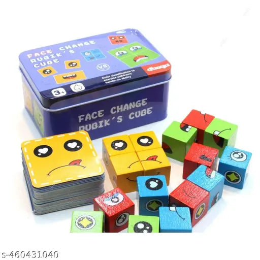 Face Changing Game for Kids, Smiley Face Emoji Cube for Kids, Learning & Educational Blocks Expressions Puzzles Emotion Change Toy with 16 Face Cube and 72 Cards for Kids (Multi Color)