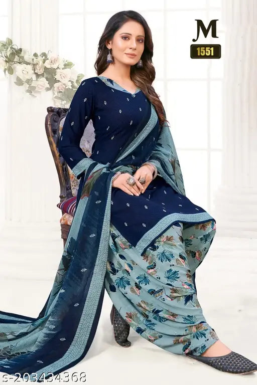 Suraj fashion Present pure Leon synthetic printed dress material in beautiful patiyala style design for Indian womens n girls.