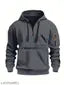 Men's Solid ColorHalf-Zip Design Long Sleeve Casual Hooded Sweatshirt With Kangaro Pocket For Fall/Winter Casual Daily Wear