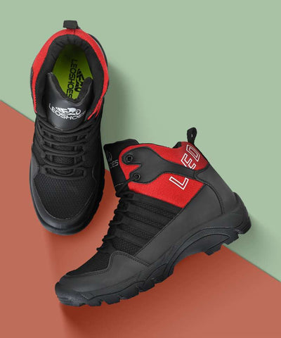 leo shoes Light Weight Quick dry Breathable for Trekking, Hiking Boots For Men (Red , 7)