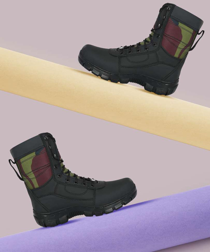 OMEE GOLD Military Army Tactical Combat Camouflage Boots For Men (Black , 10)