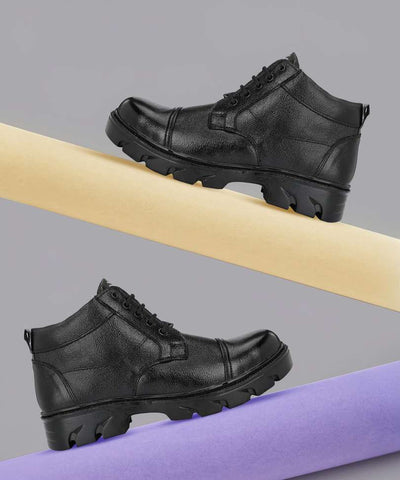 OMEE GOLD New DMS Steel Toe Army/NCC/Police Boots For Men (Black , 8)