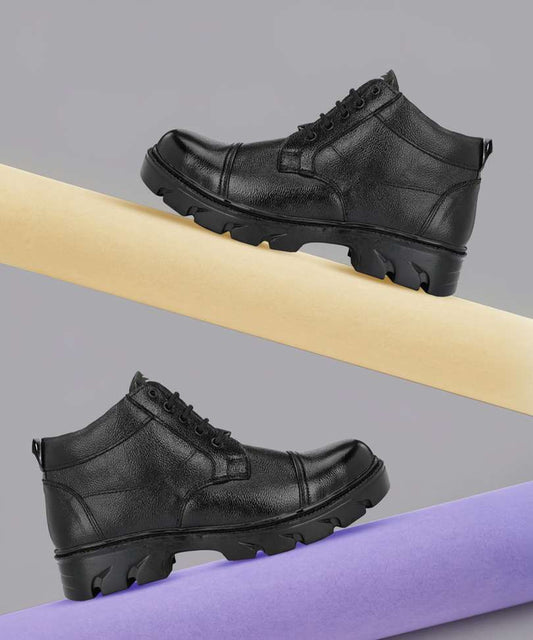 OMEE GOLD New DMS Steel Toe Army/NCC/Police Boots For Men (Black , 8)