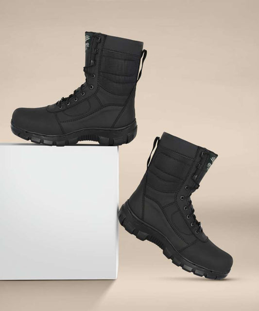 OMEE GOLD Mens Black Tactical Combat Army/Military Boots (Kala Kapda) Boots For Men (Black , 7)