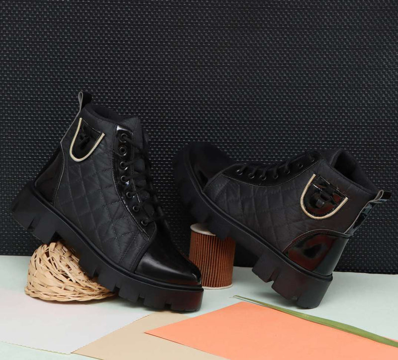 Rising Wolf Lightweight Comfort Extra Soft Summer Trendy Premium Stylish Party Boots For Men (Black , 8)