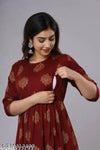 saavi maternity maroon colour dress