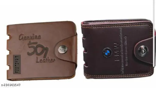 Men's PU Leather Wallet / Purse - Stylish & Smooth Branded Wallet With Card Holder for Men (Pack Of 2)