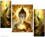 Blue Art Gallery Buddha Religious Wall Painting | Set of 3 Digital Reprints (18x12 Inch) | Home & Living Room Decoration – Unframed (JM-130 Buddha )
