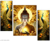 Blue Art Gallery Buddha Religious Wall Painting | Set of 3 Digital Reprints (18x12 Inch) | Home & Living Room Decoration – Unframed (JM-130 Buddha )