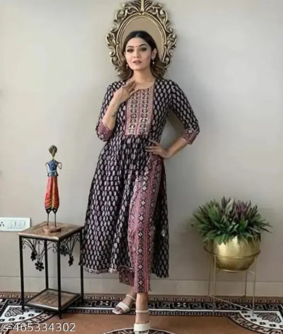 Red Black Kurta pant set