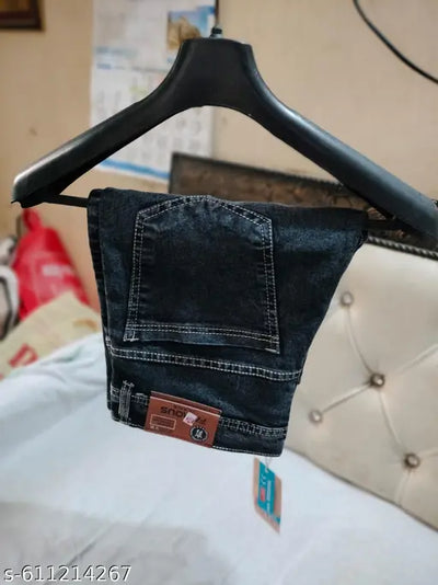 Gray jeans stylish stretching