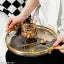 Round Serving Tray with Golden Handles and Golden Rim Border, Decorative Plastic Serving Tray for Living Room, Bathroom, Kitchen | Tray Decor for Party, Coffee Table