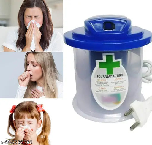 Steamer for Cold - Easy to Use, Lightweight & Portable Face Steamer for Facial - Durable, Longlasting Steam Inhaler for Cold and Cough - Sauna Vaporizer, Easy to Clean, Color: Green, Pack of 1
